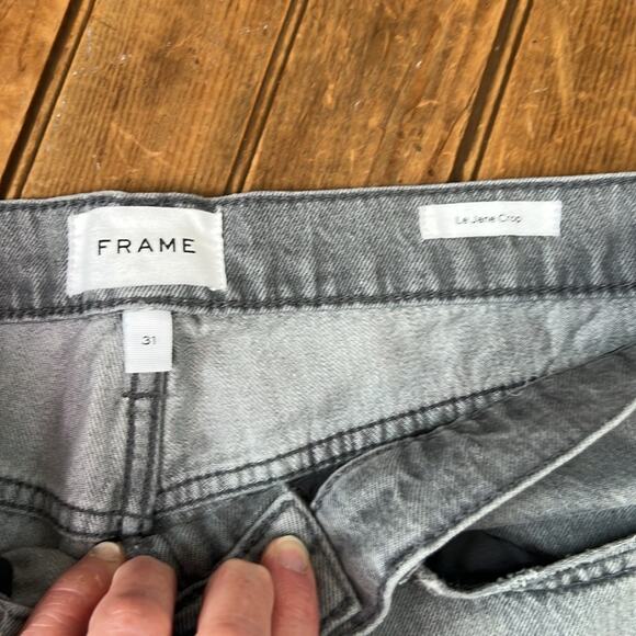 Frame women’s Le Jane Crop Denim Light Gray wide leg high rise Jeans size 31 - Picture 6 of 9
